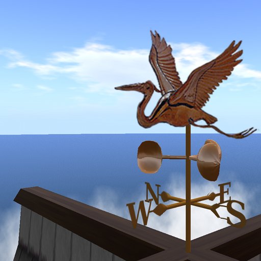 Second Life Marketplace Heron Weathervane shows wind direction and speed